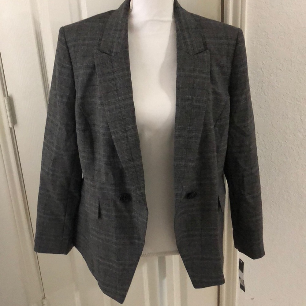 Tahari ASL Petite Double-Breasted Plaid Jacket - Picture 3 of 6